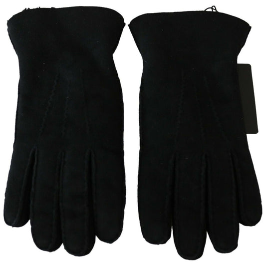 Elegant Black Leather Biker Gloves