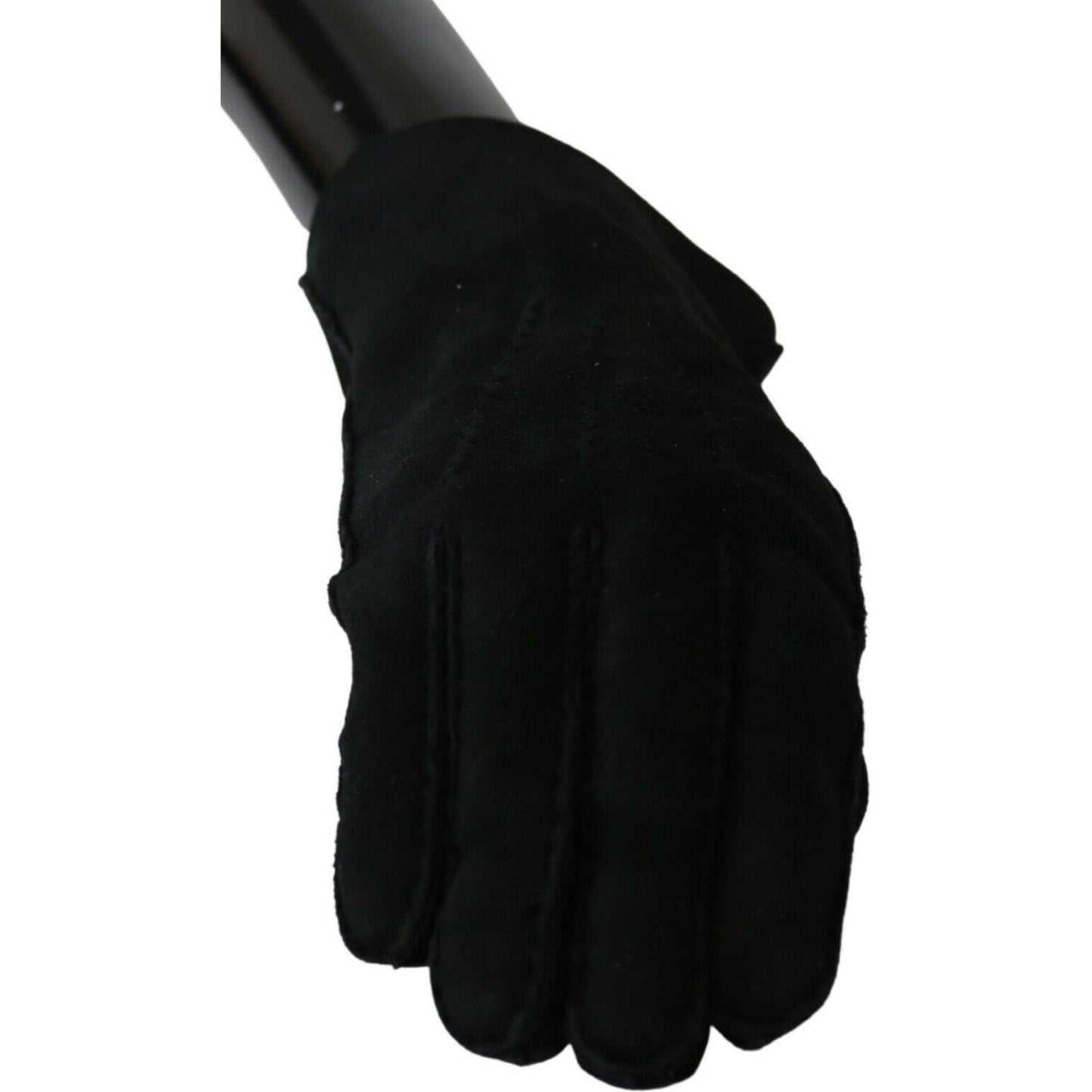 Elegant Black Leather Biker Gloves