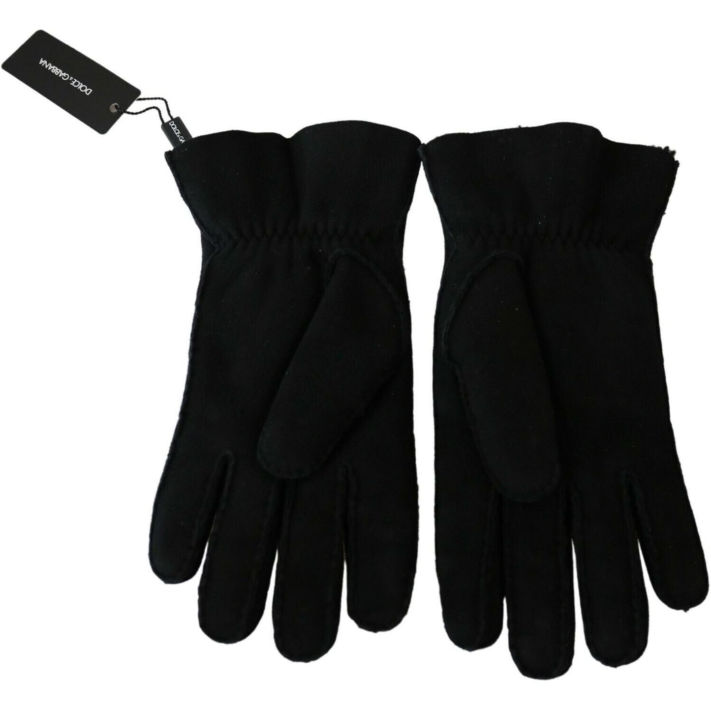 Elegant Black Leather Biker Gloves