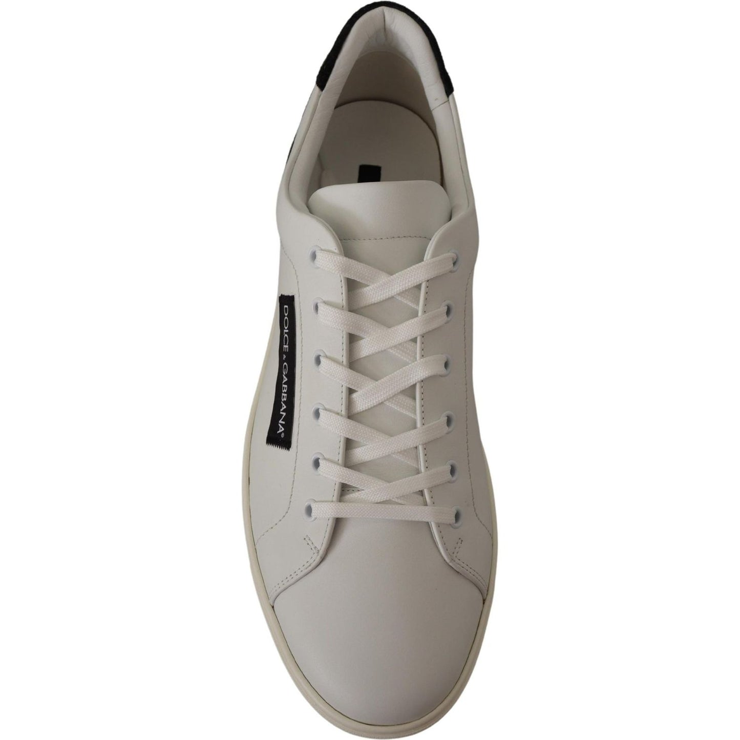 Elegant White Leather Low Top Sneakers