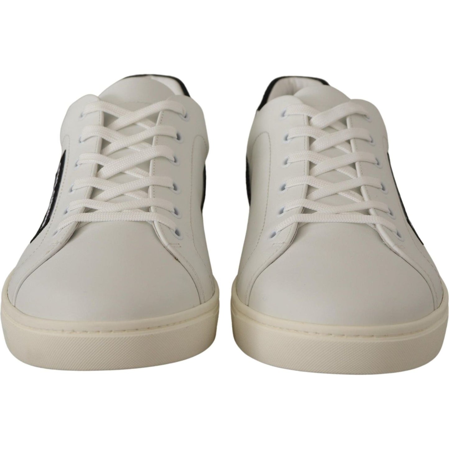 Elegant White Leather Low Top Sneakers