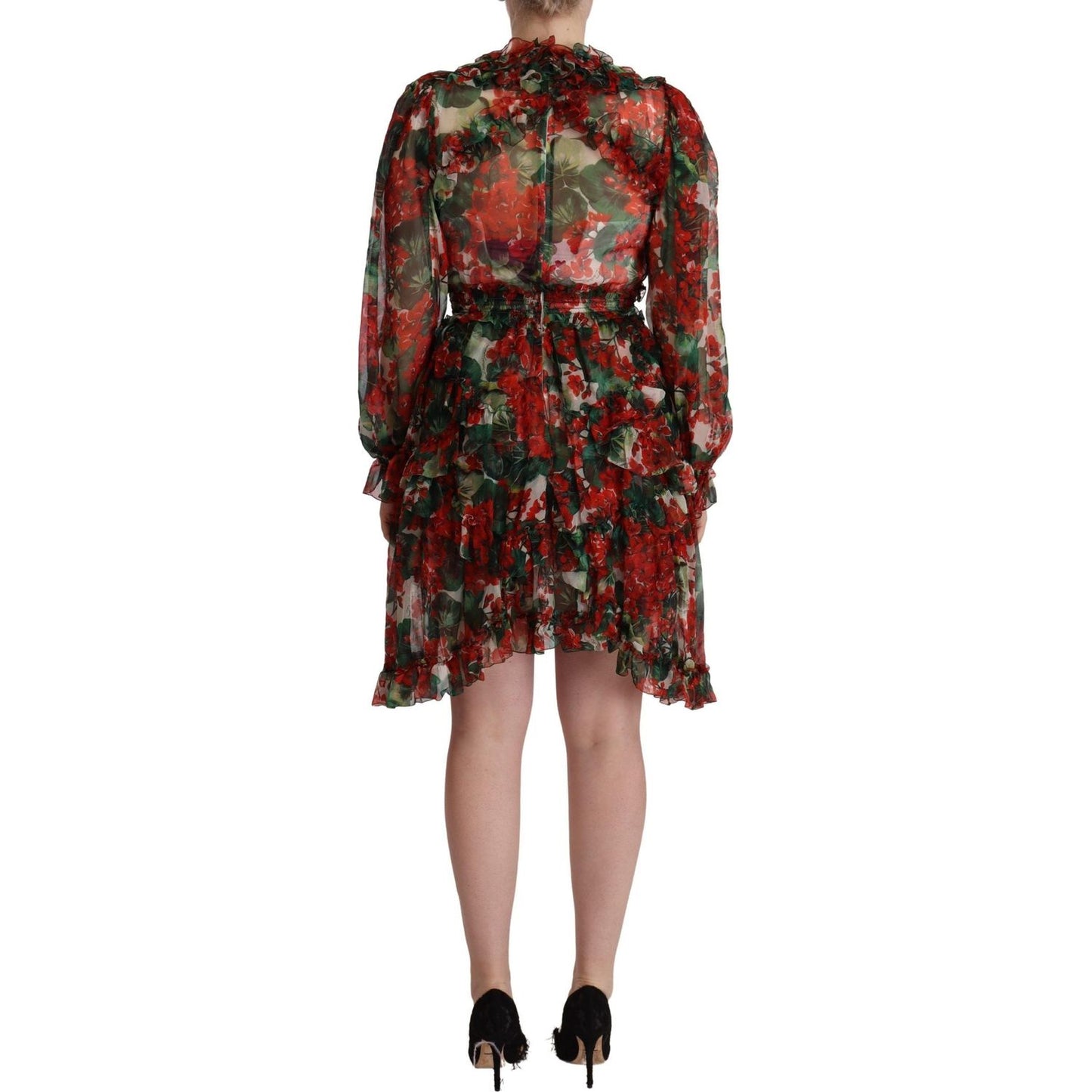 Floral Silk Mini Knee High Dress