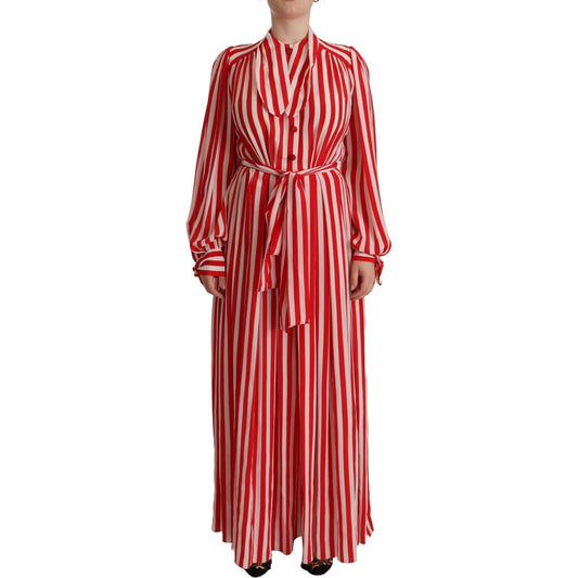 Elegant Striped Silk Maxi Dress