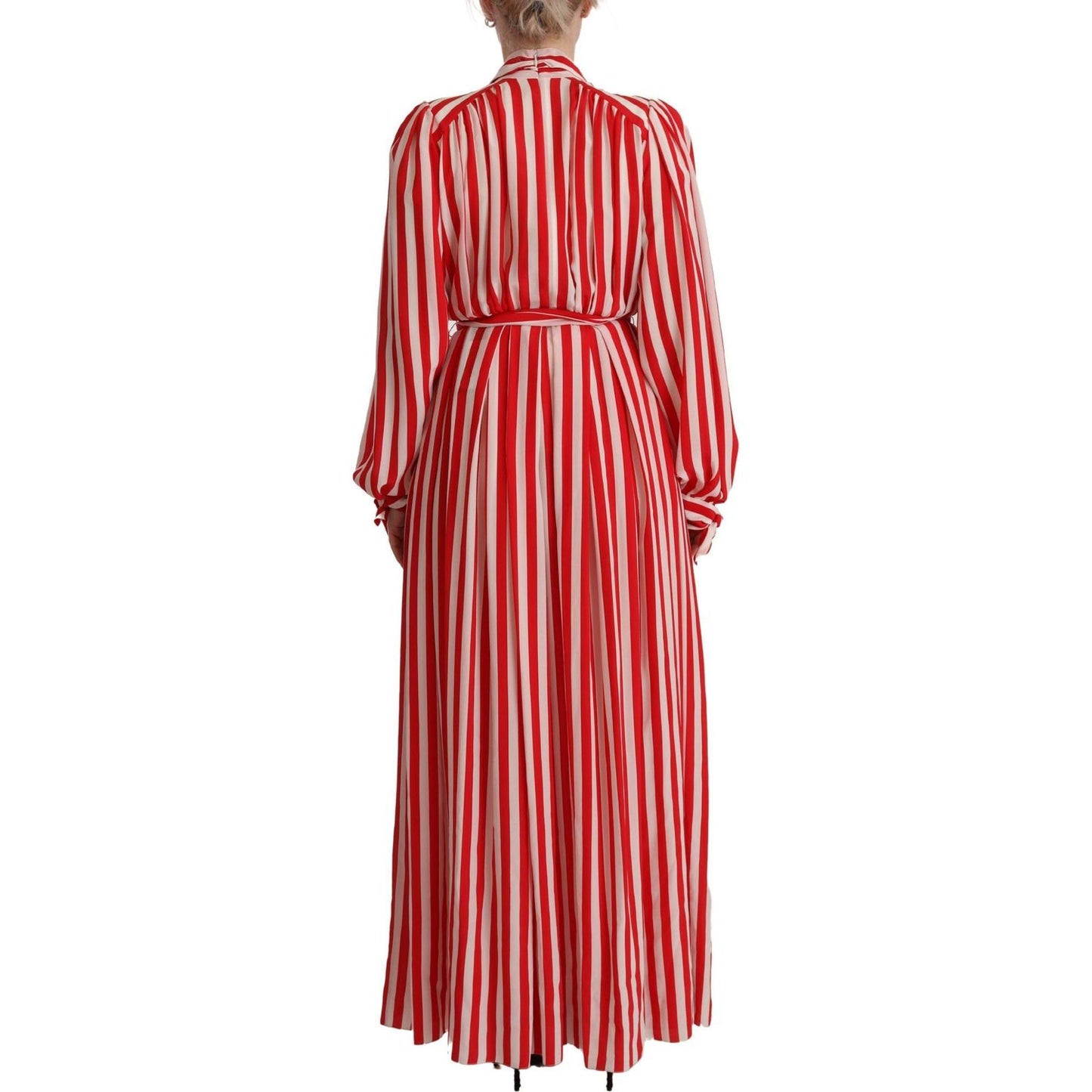 Elegant Striped Silk Maxi Dress