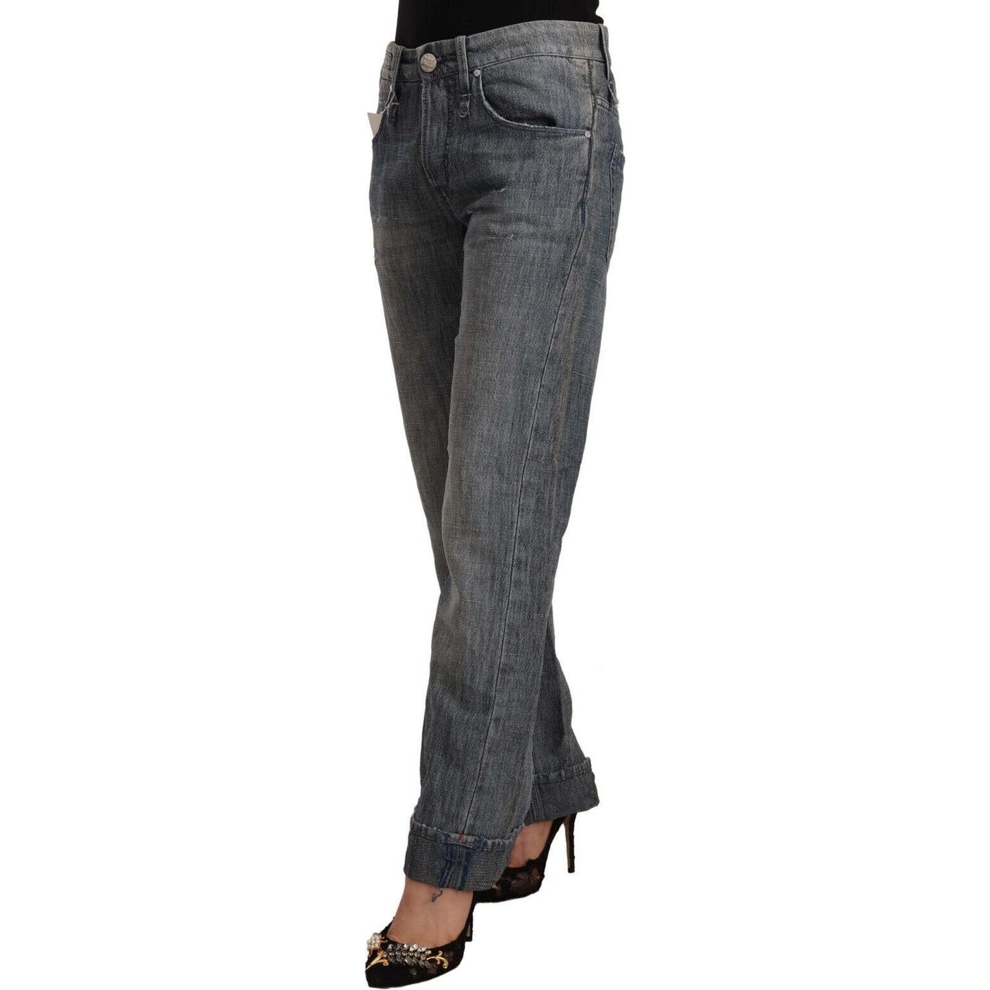 Chic Gray Washed Straight Cut Jeans