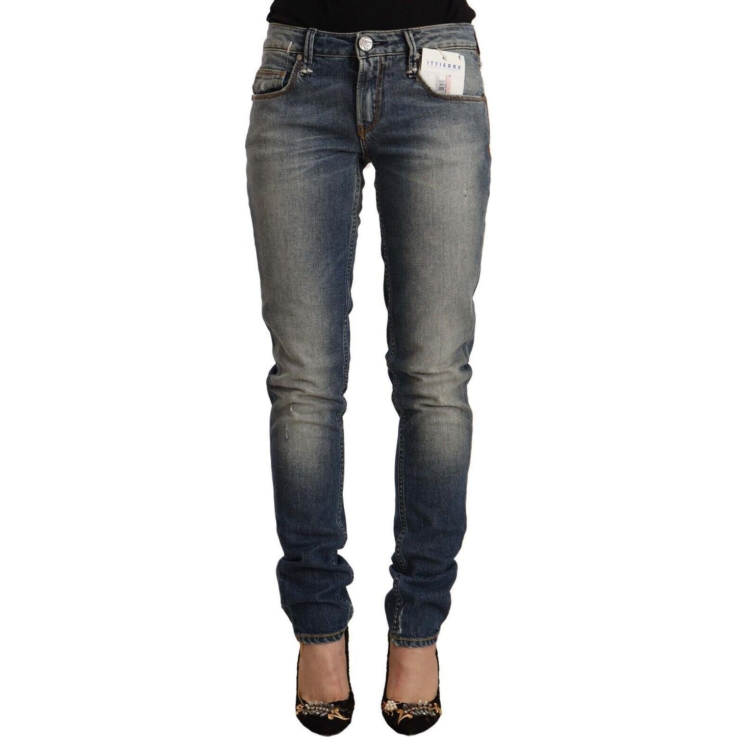 Blue Washed Skinny Cotton Blend Jeans