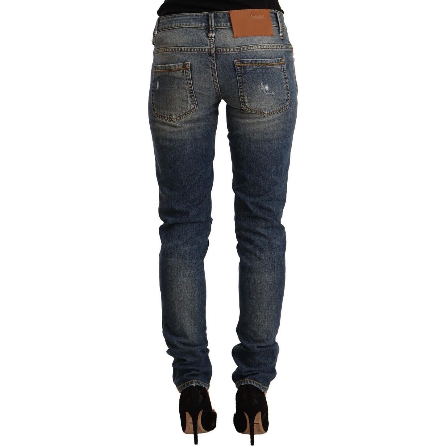 Blue Washed Skinny Cotton Blend Jeans