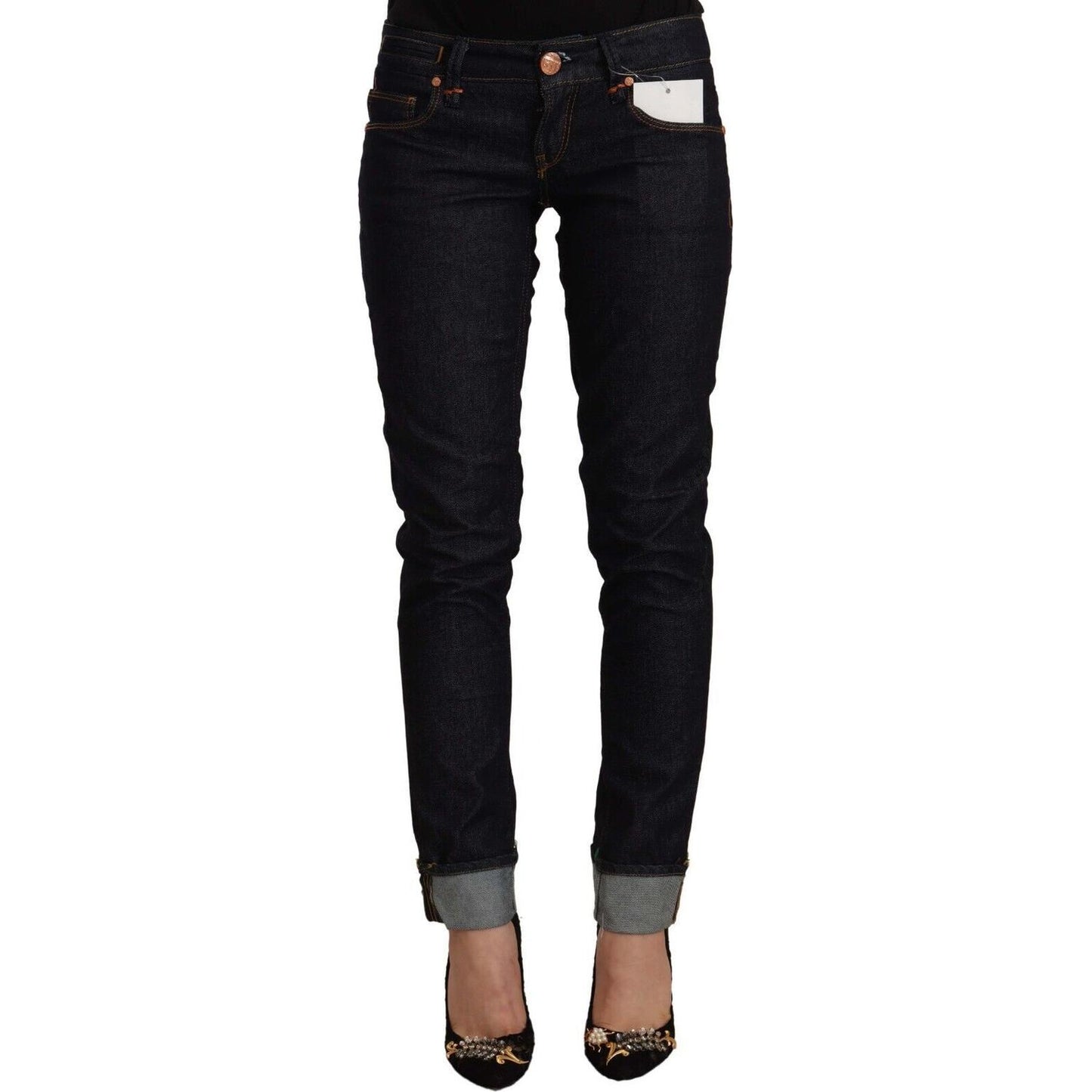 Chic Low Waist Skinny Black Jeans