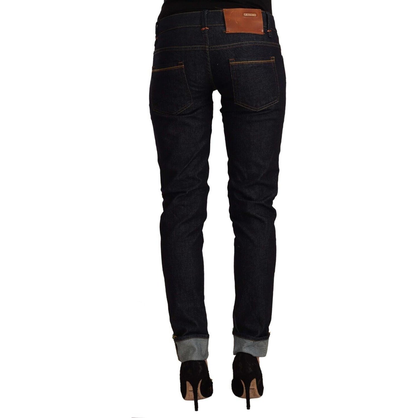 Chic Low Waist Skinny Black Jeans