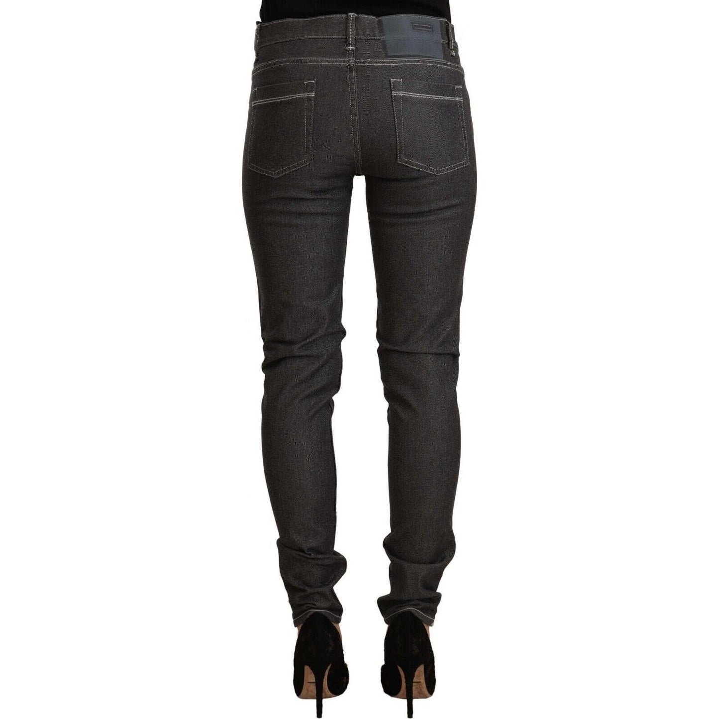 Chic Mid Waist Skinny Black Jeans