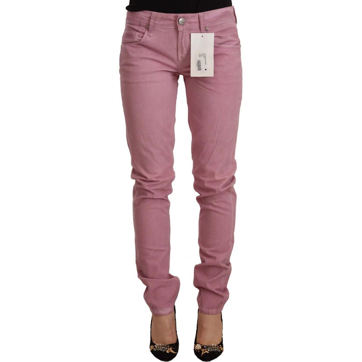 Elegant Pink Slim Fit Denim Jeans