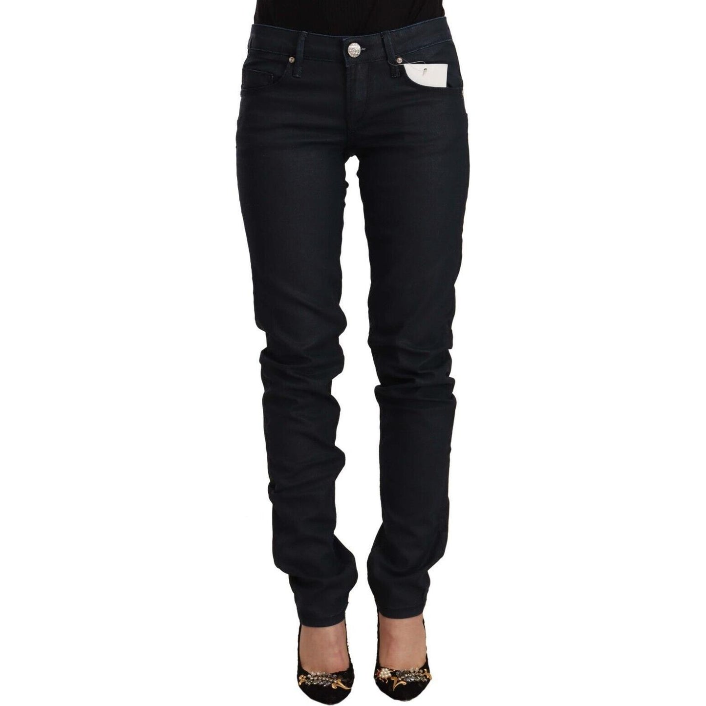 Chic Low Waist Skinny Black Denim