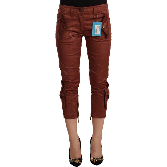 Elegant Cropped Mid Waist Cotton Pants