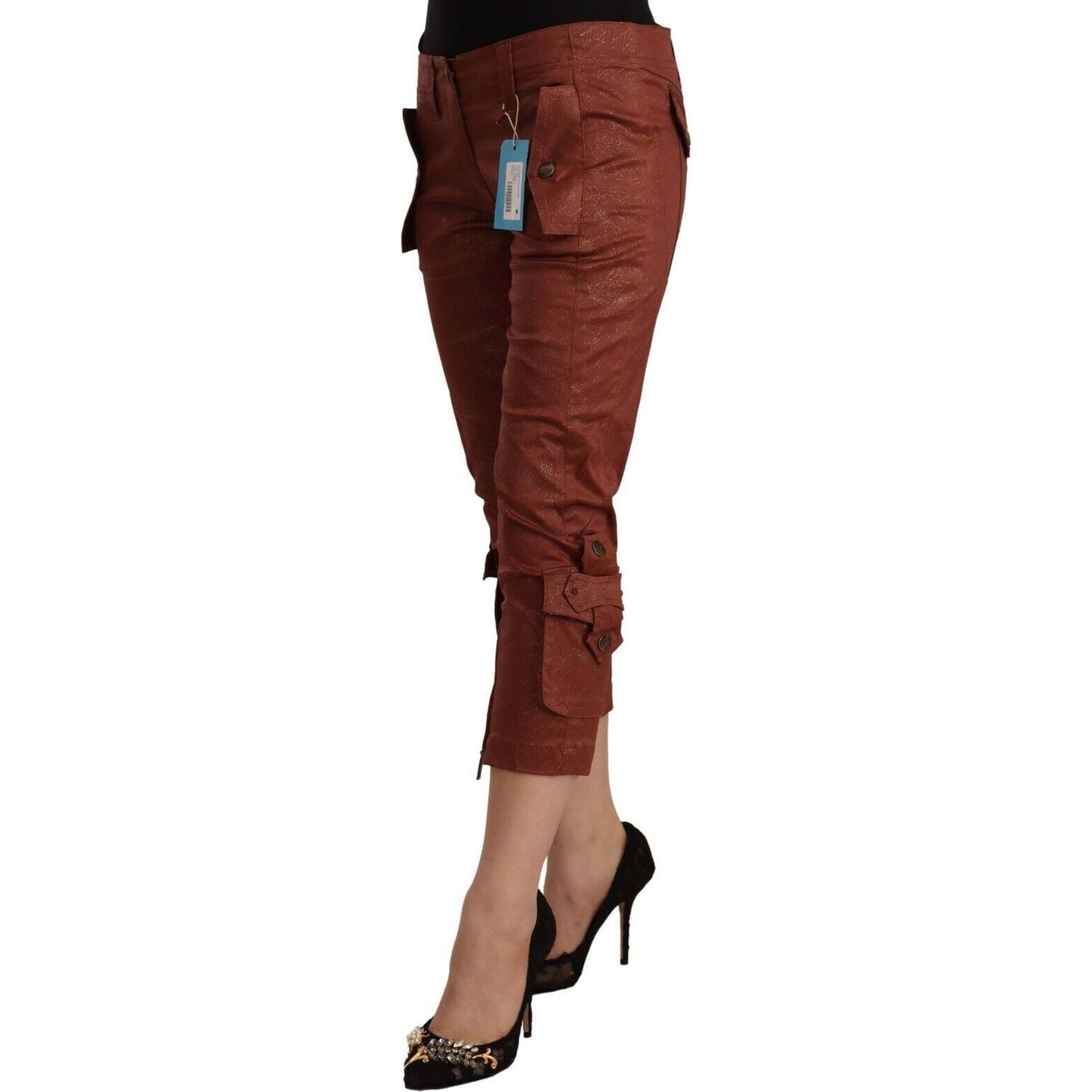 Elegant Cropped Mid Waist Cotton Pants