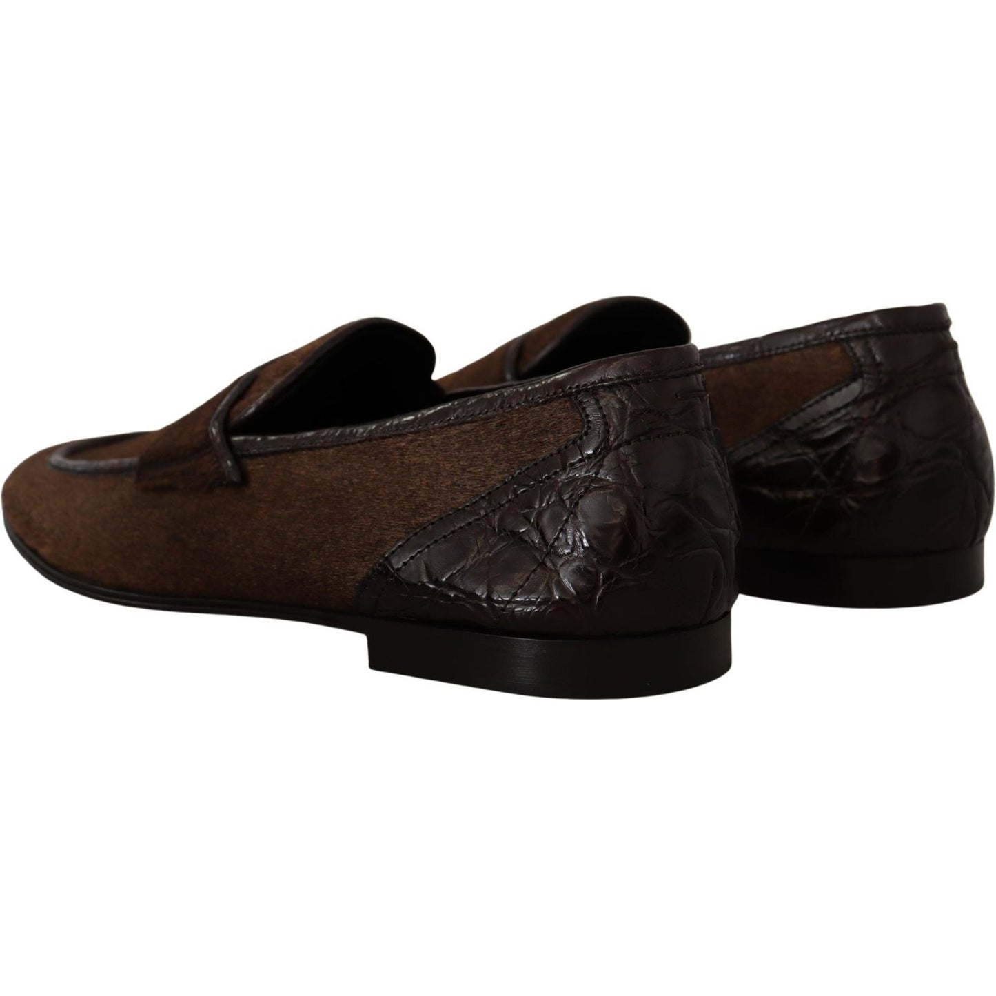 Elegant Brown Caiman Leather Loafers