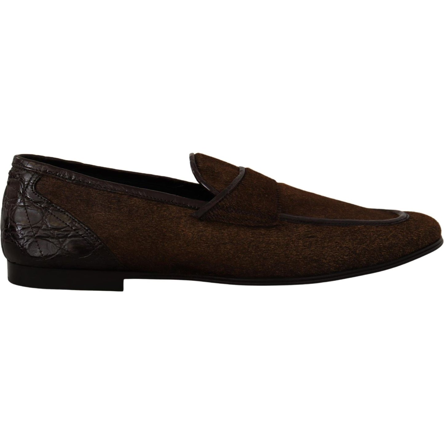 Elegant Brown Caiman Leather Loafers