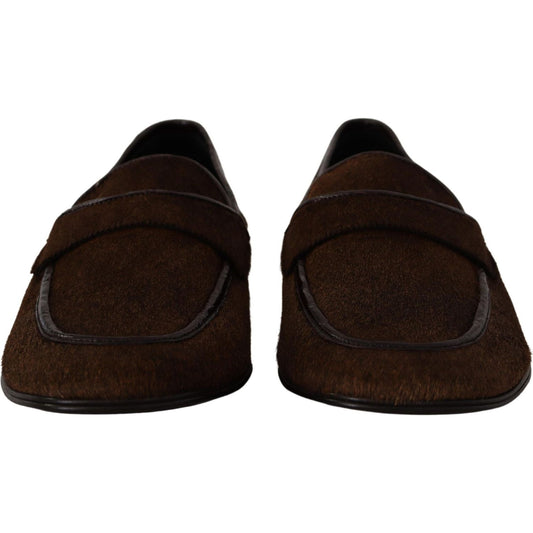 Elegant Brown Caiman Leather Loafers