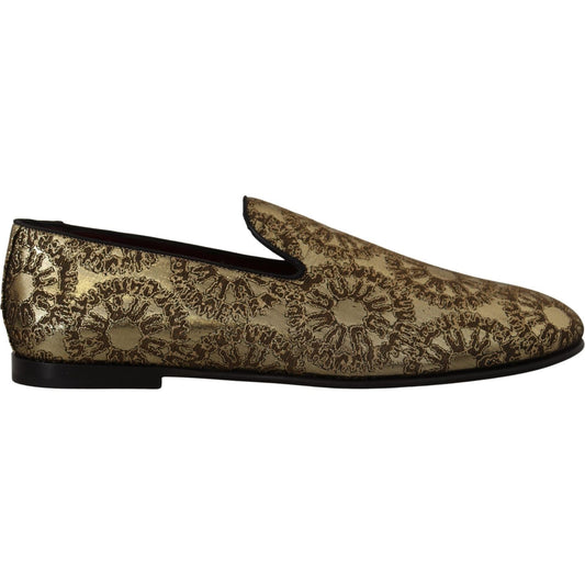 Gold Tone Loafers Slides Dress Shoes