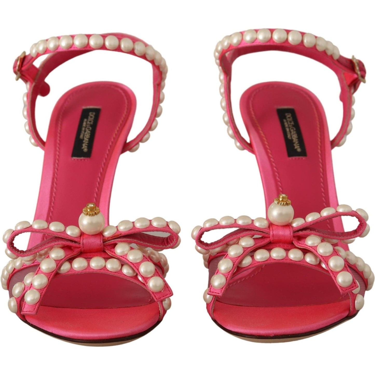 Elegant Pink Pearl Embellished Heels Sandals