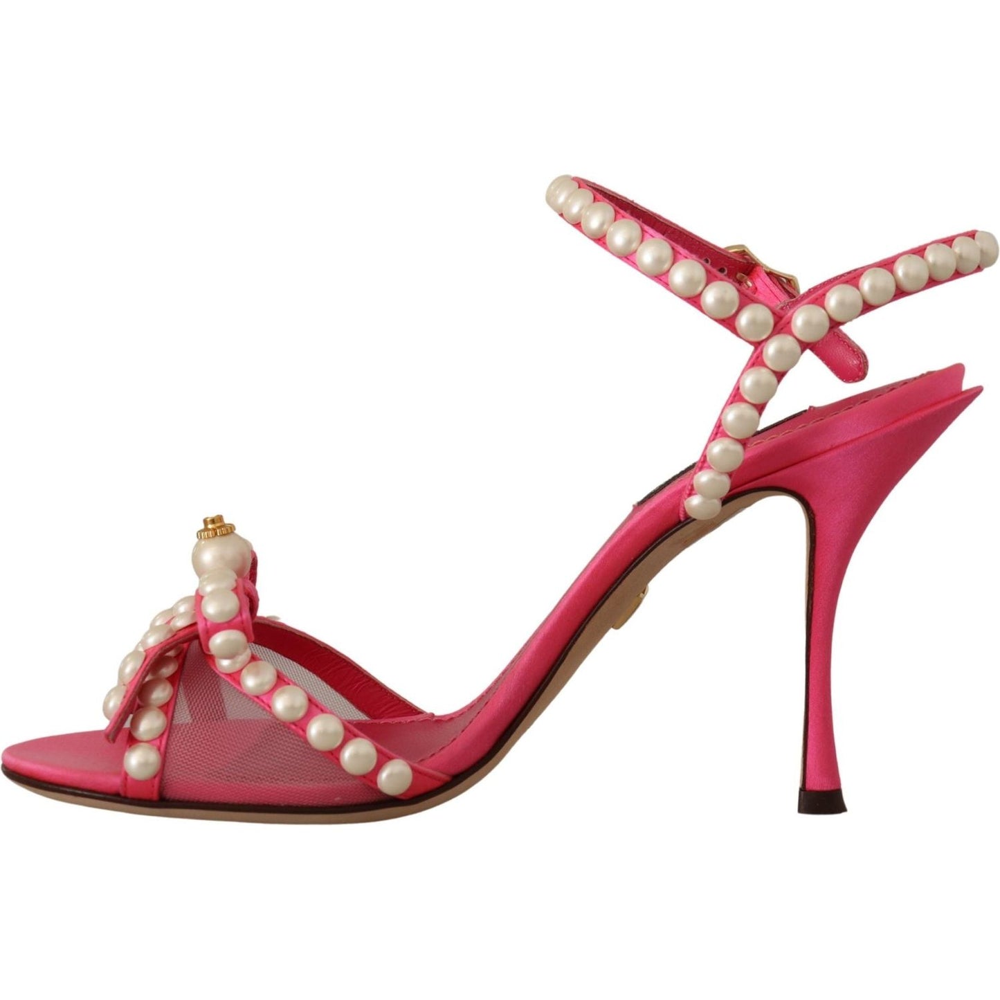 Elegant Pink Pearl Embellished Heels Sandals