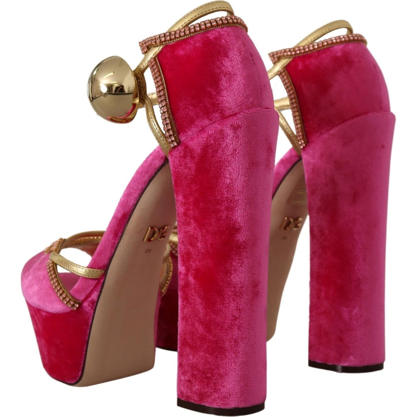 Ethereal Pink Velvet Crystal Sandals