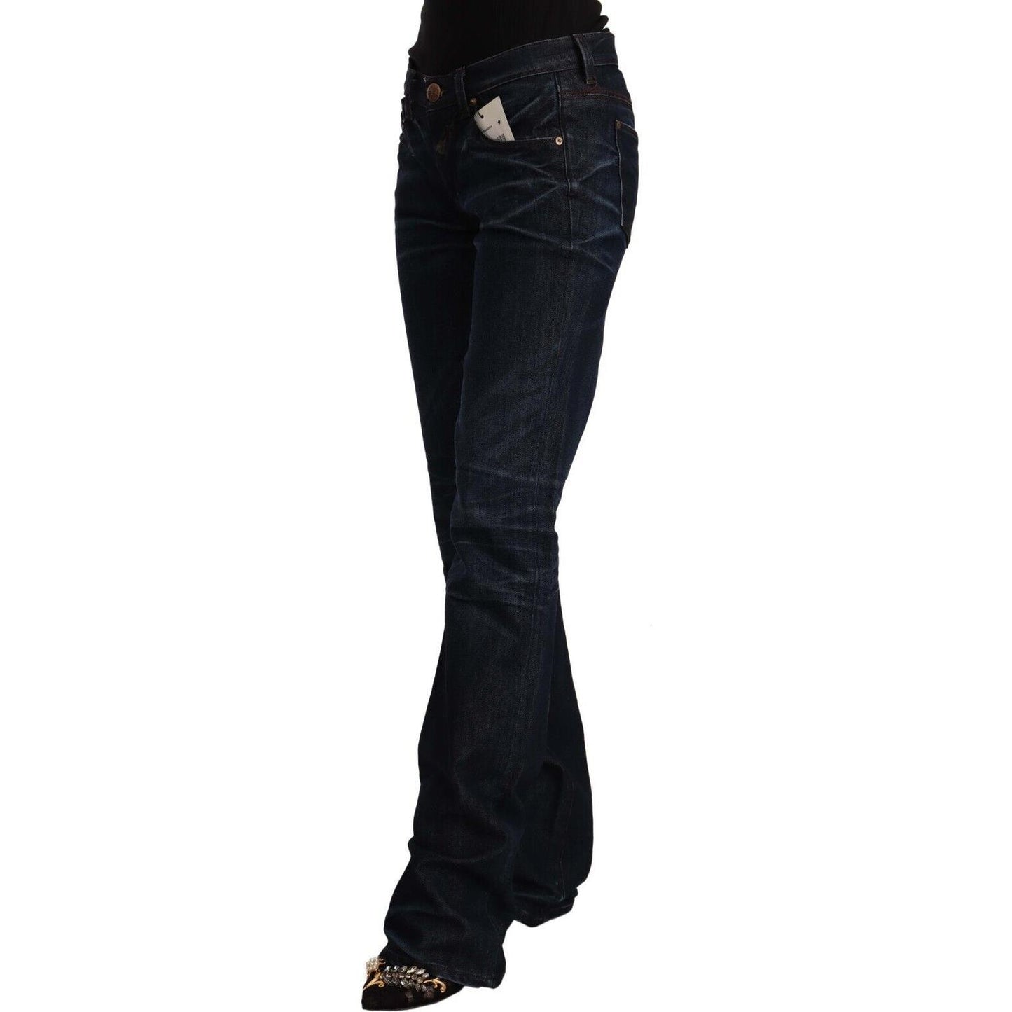 Chic Dark Blue Mid Waist Jeans