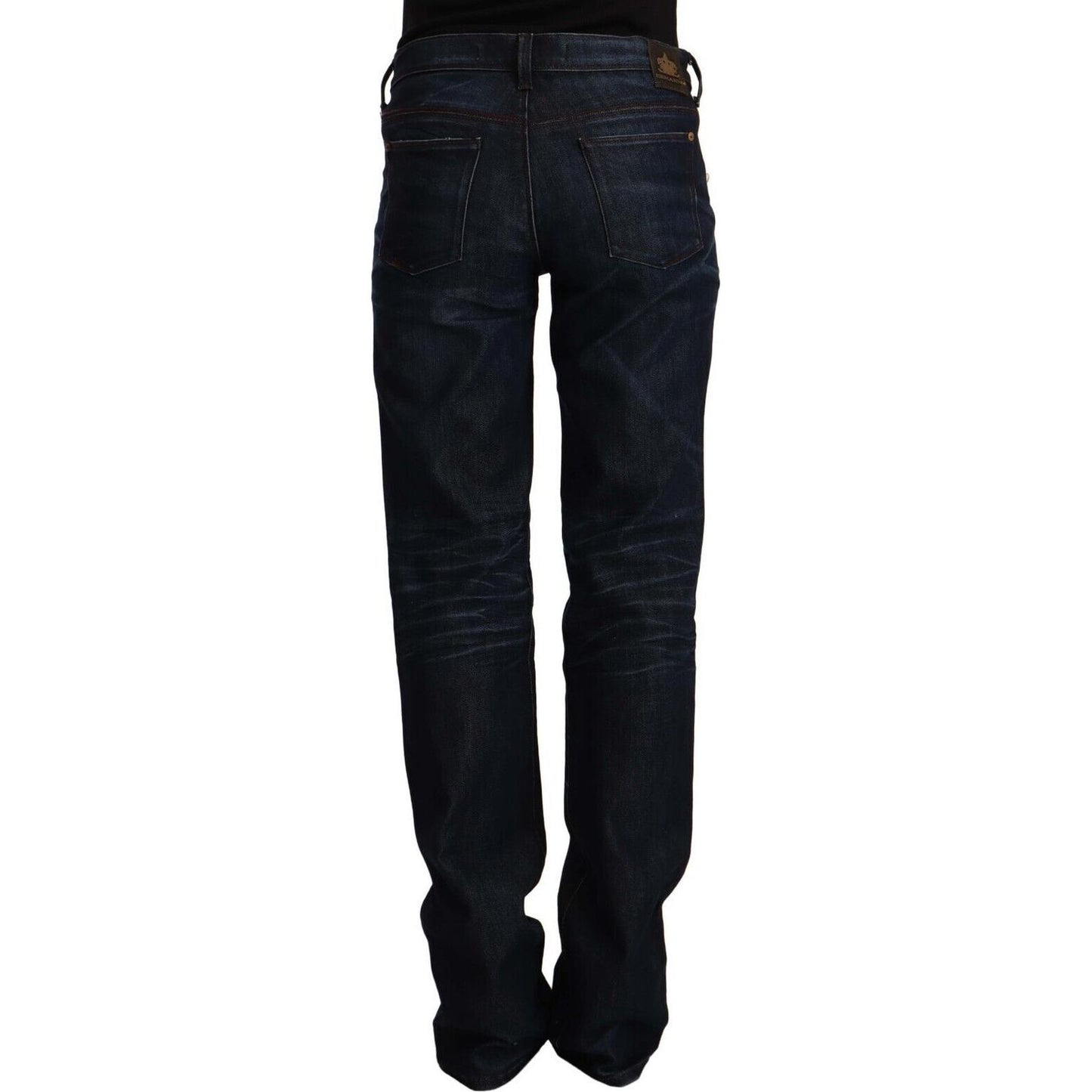 Chic Dark Blue Mid Waist Jeans