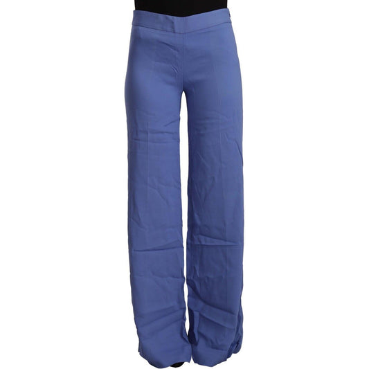 Chic Wide-Leg High Waist Blue Trousers