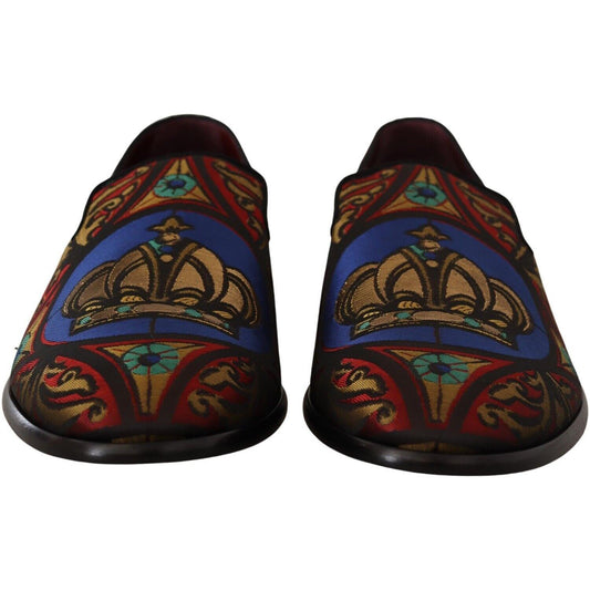 Multicolor Jacquard Slide-On Loafer Slippers