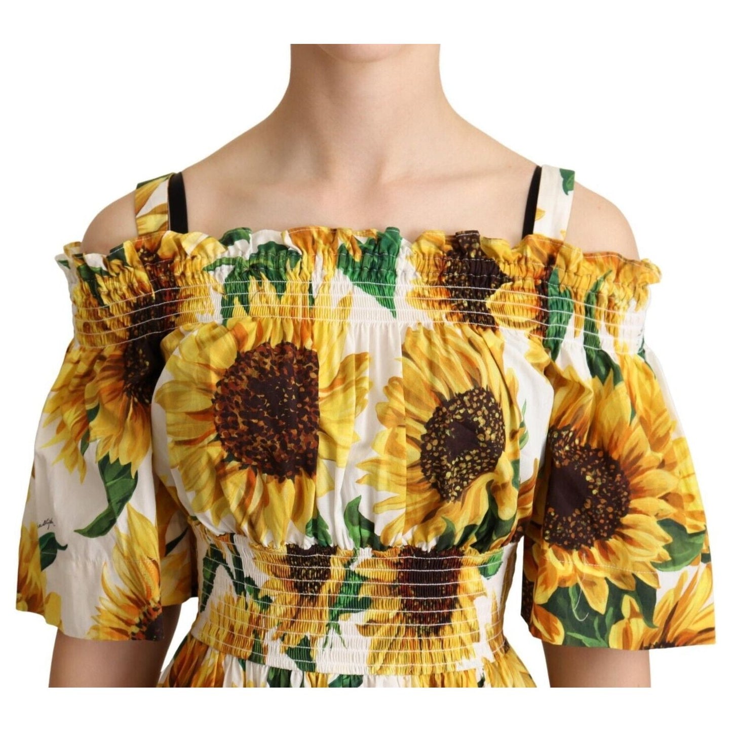 Elegant Sunflower Open Shoulder Dress