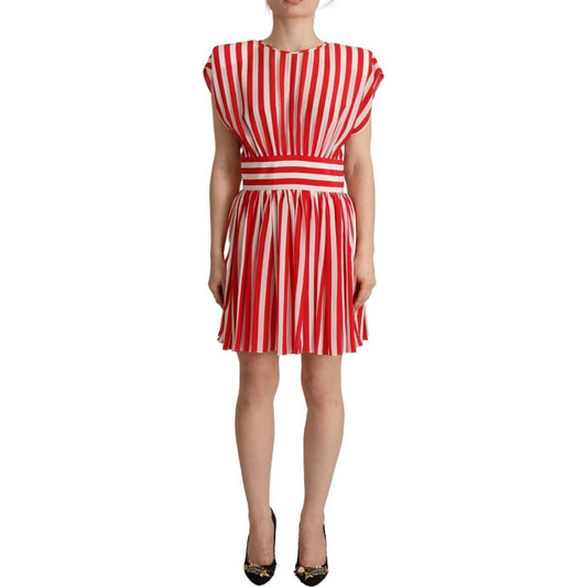 Elegant Striped Silk A-Line Mini Dress