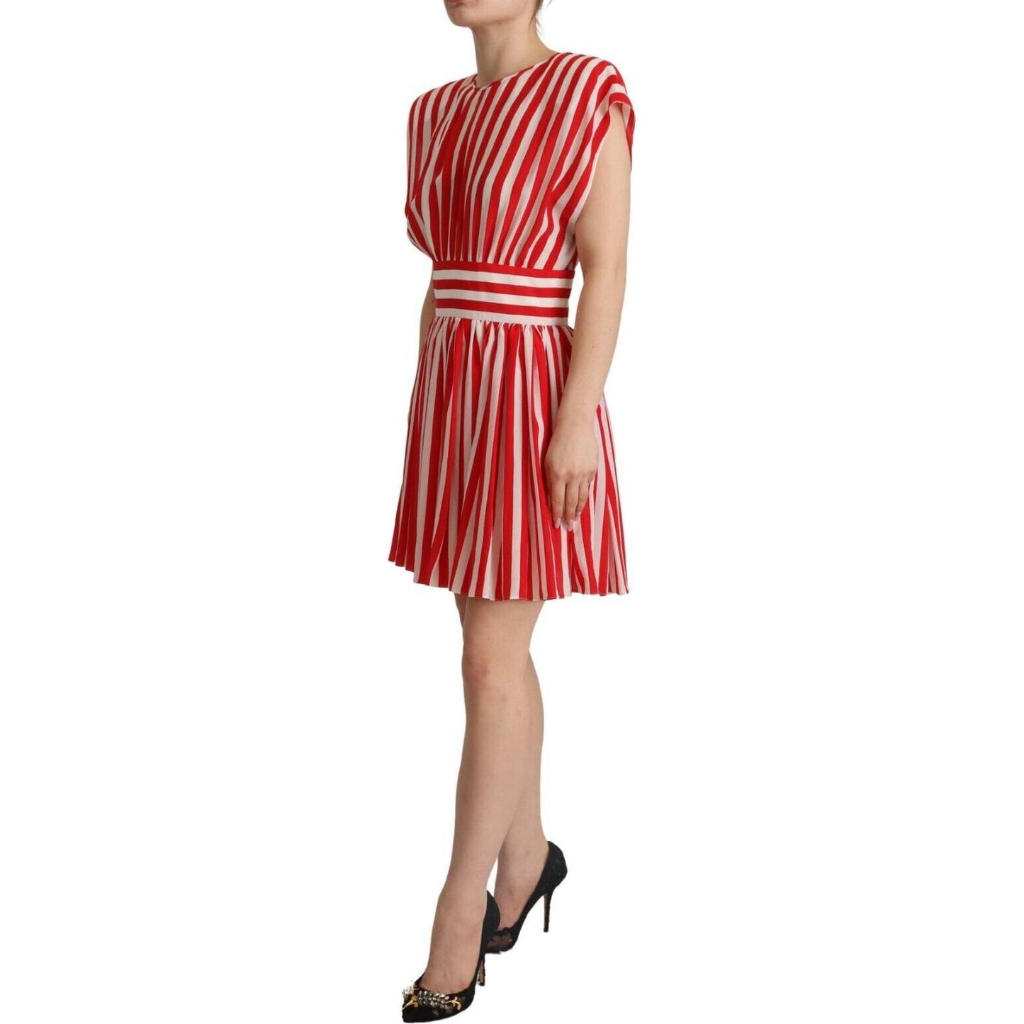 Elegant Striped Silk A-Line Mini Dress