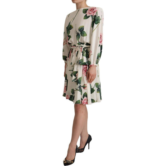 Elegant Silk Floral A-Line Dress