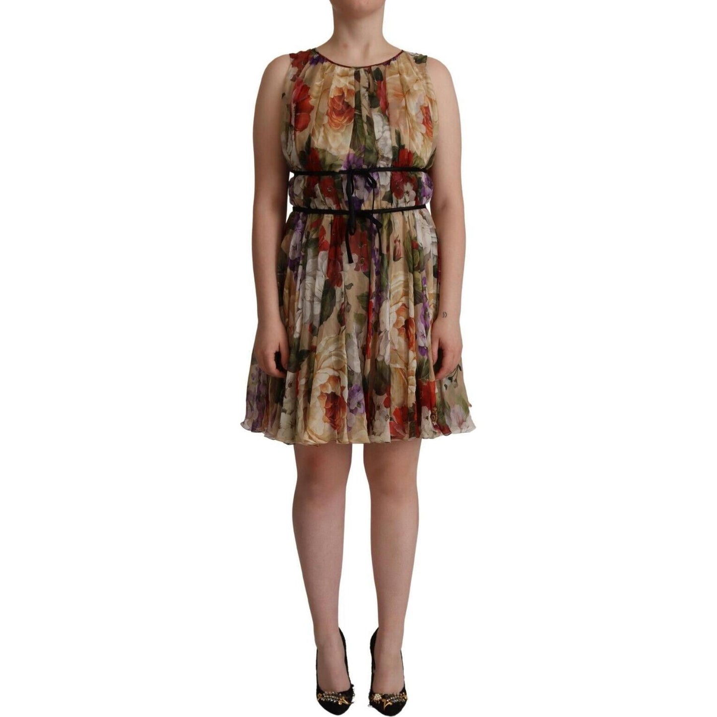 Elegant Floral Print Silk Mini Dress