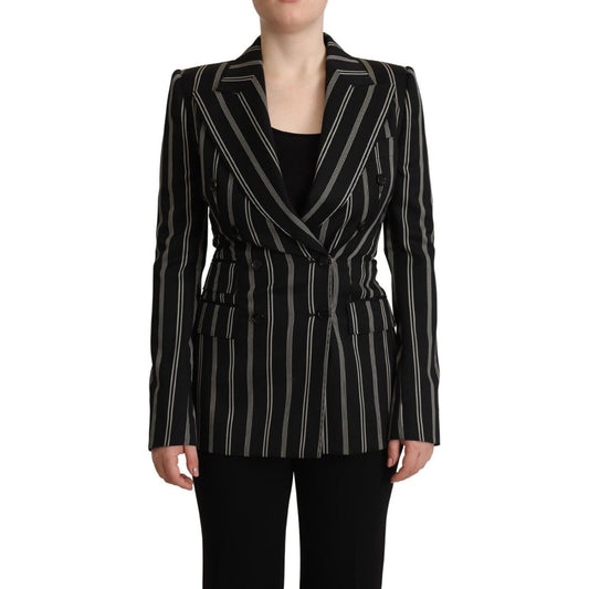 Elegant Striped Wool Stretch Jacket