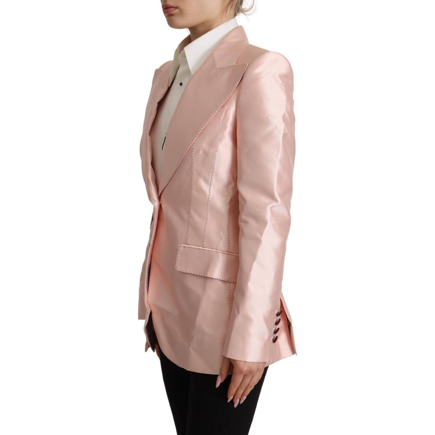 Elegant Pink Silk Blazer Jacket