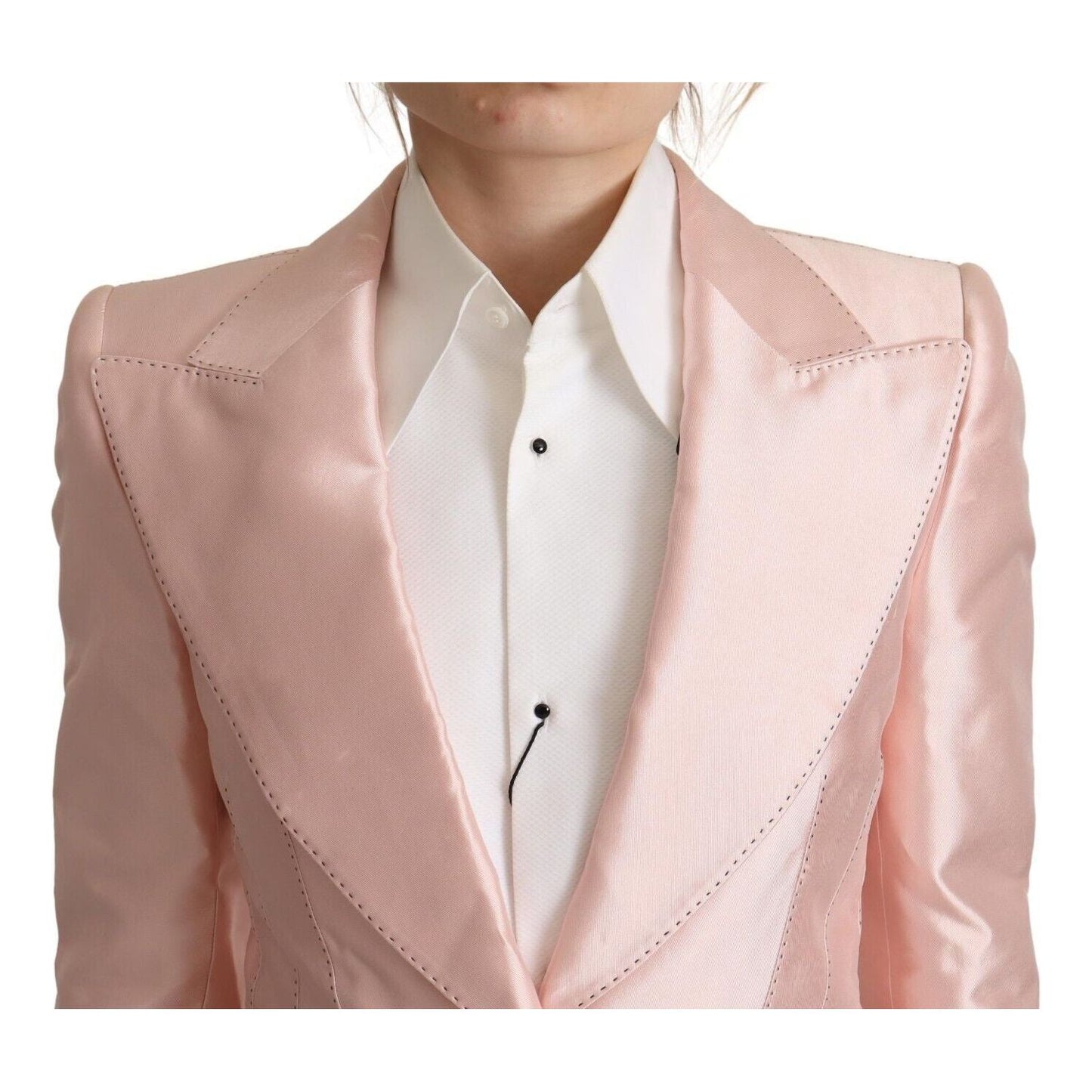 Elegant Pink Silk Blazer Jacket