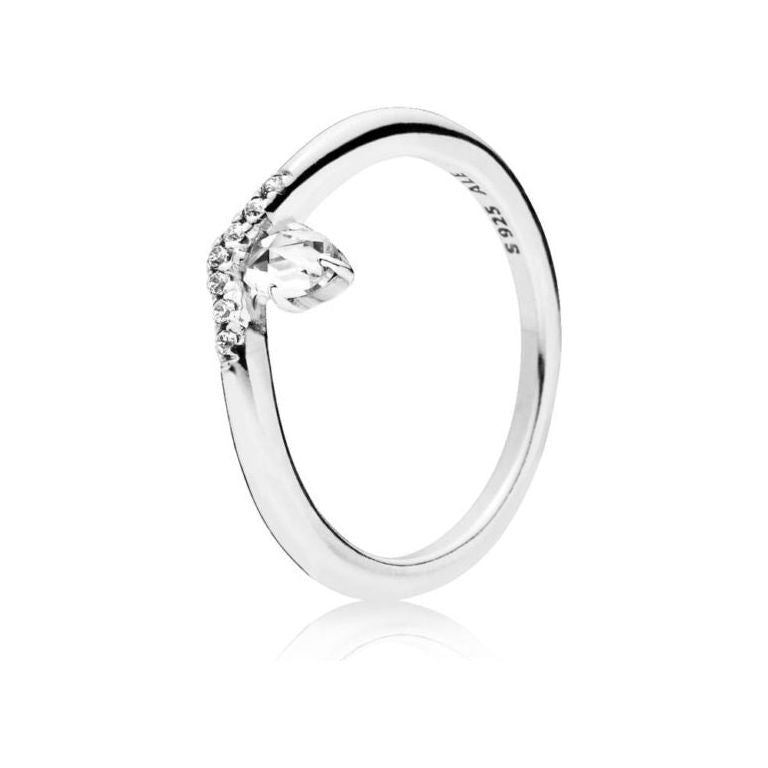 PANDORA JEWELS Mod. WISHBONE SILVER - RING WITH CLEAR CUBIC ZIRCONIA - Size 50 ***SPECIAL PRICE***-0