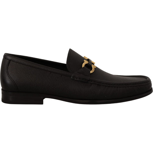 Elegant Black Calf Leather Loafers