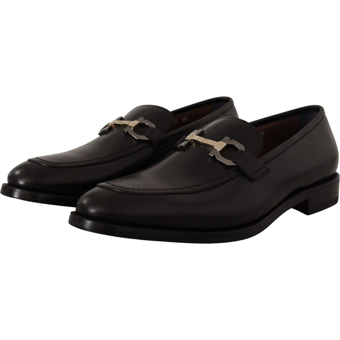 Salvatore Ferragamo Black Calf Leather Moccasin Formal Shoes Dress Shoes