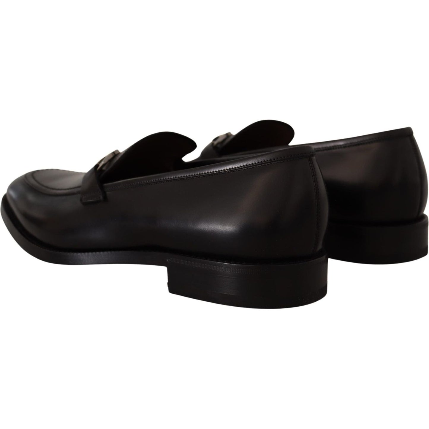 Suave Black Leather Gancio Bit Loafers