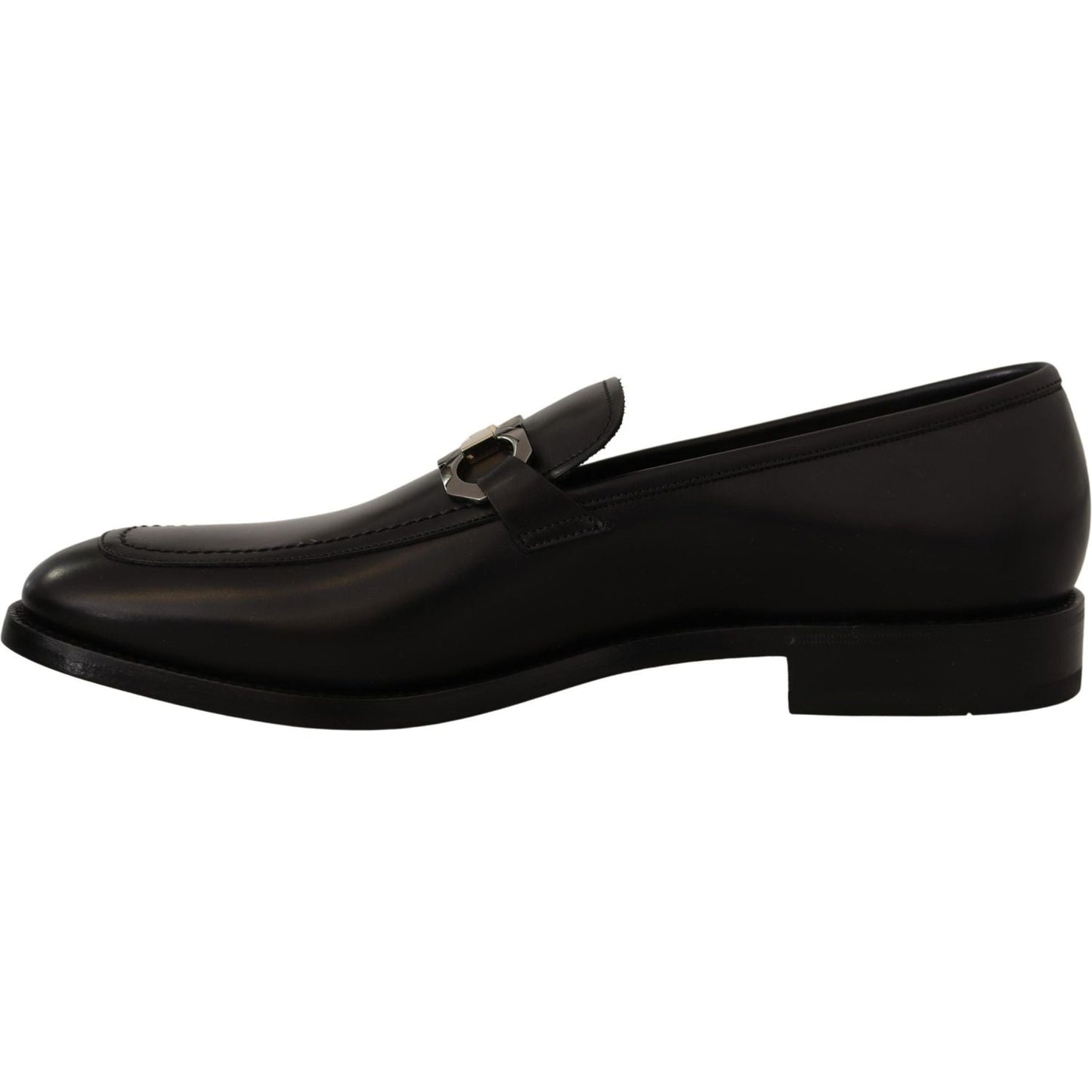 Salvatore Ferragamo Black Calf Leather Moccasin Formal Shoes Dress Shoes