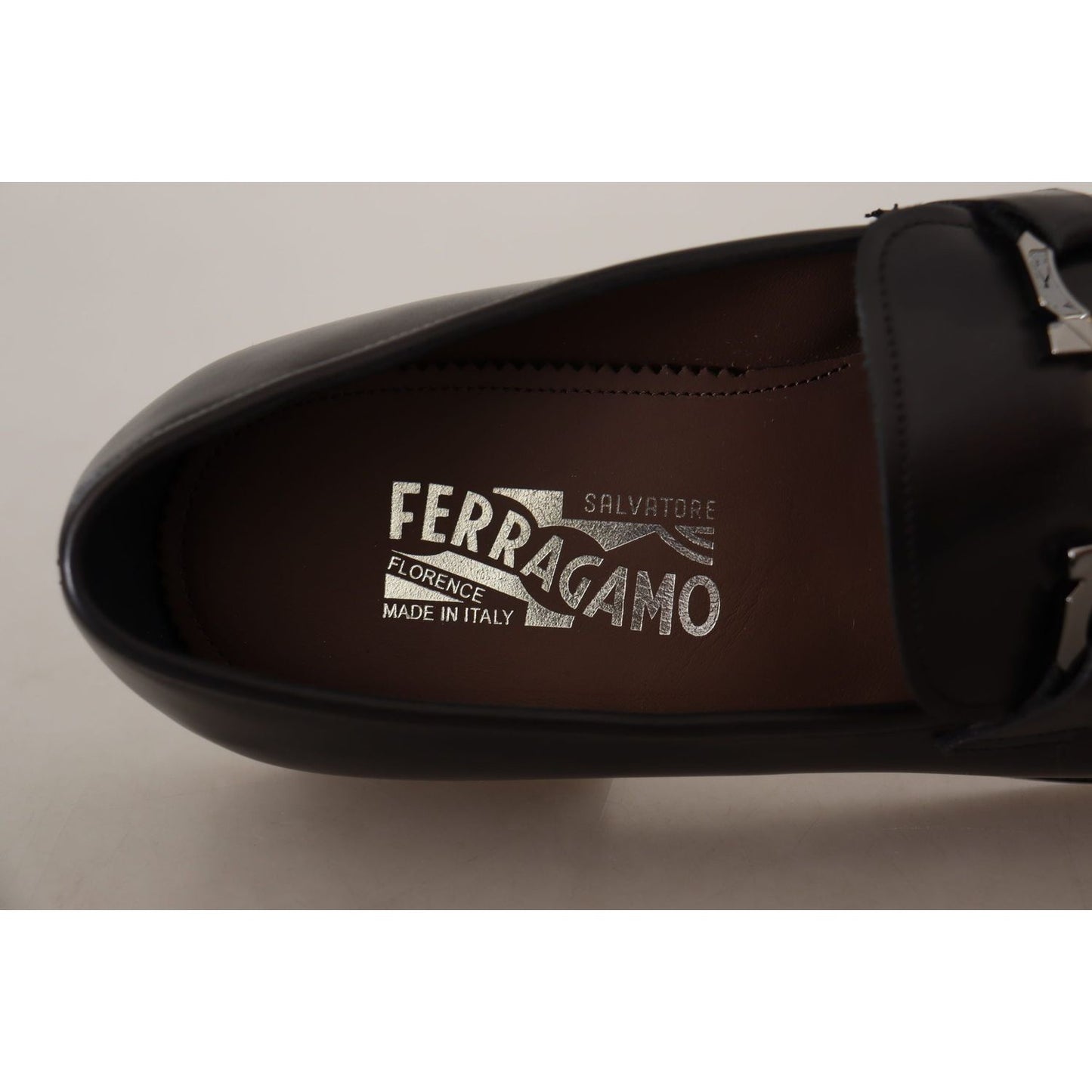 Salvatore Ferragamo Black Calf Leather Moccasin Formal Shoes Dress Shoes