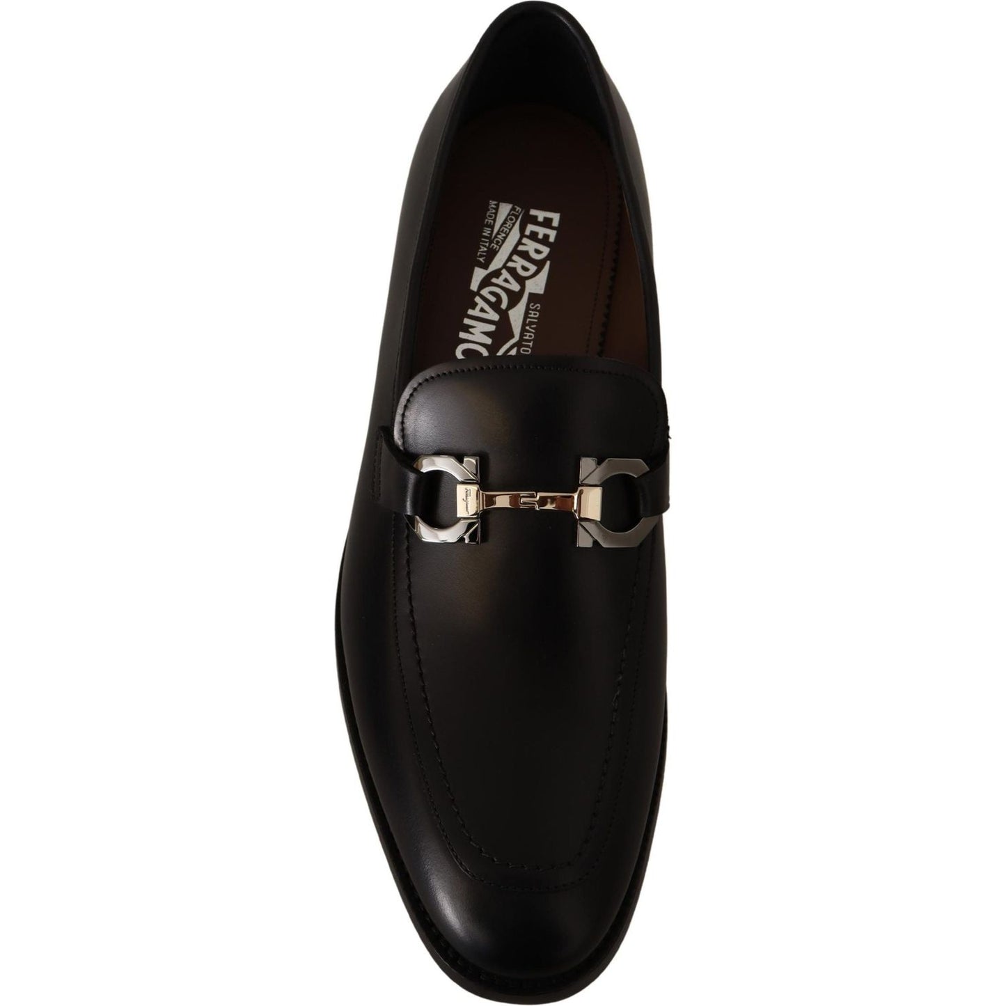 Suave Black Leather Gancio Bit Loafers