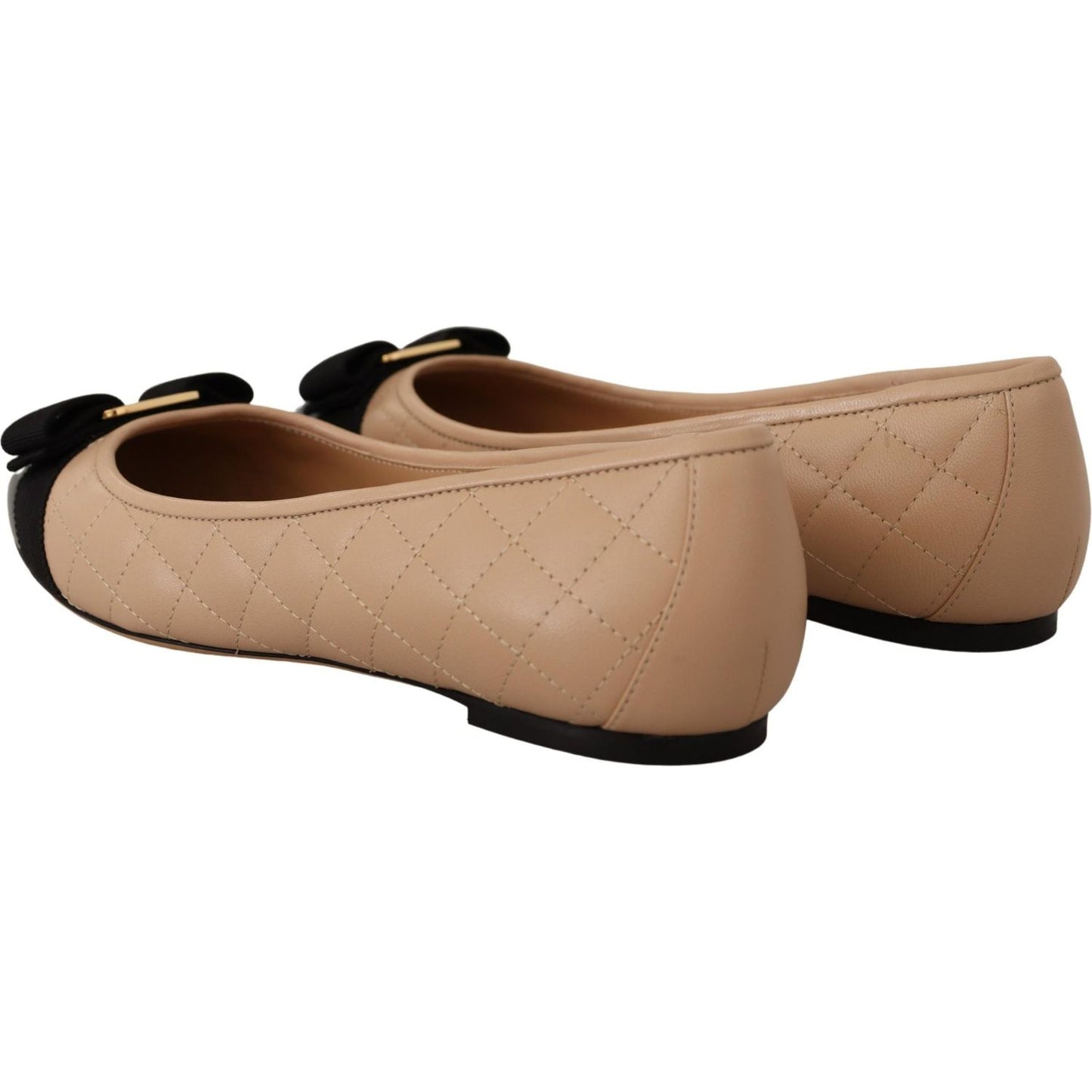 Elegant Quilted Leather Flats - Chic Dual-Tone Design