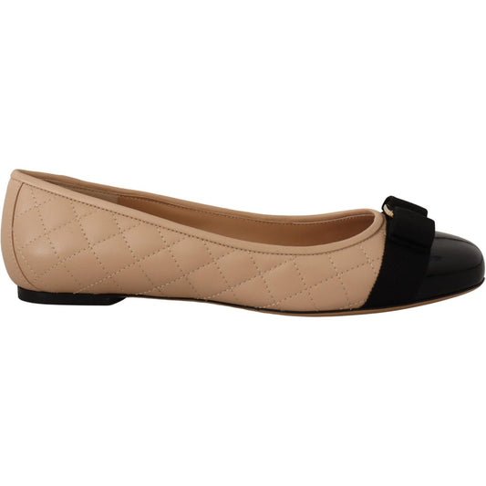 Elegant Quilted Leather Flats - Chic Dual-Tone Design