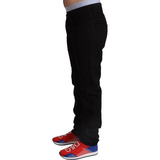 Elegant Skinny Black Cotton Pants