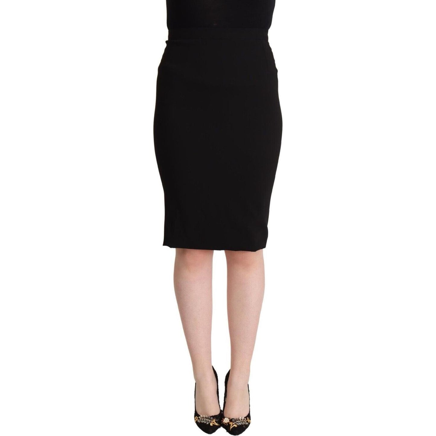 Chic High Waist Pencil Skirt in Black