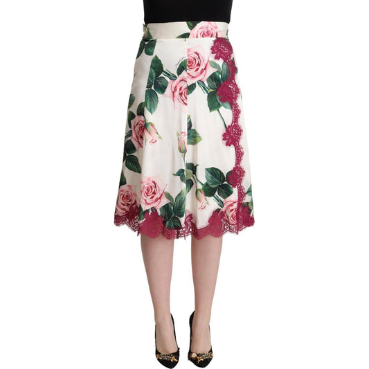 Elegant Floral A-Line Midi Skirt