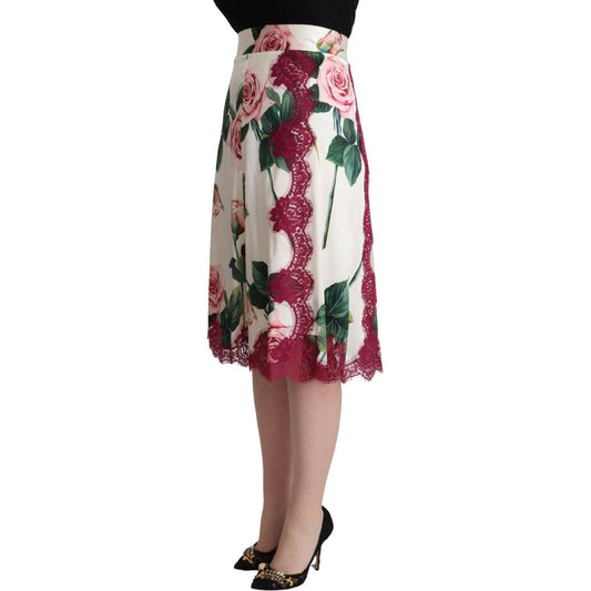 Elegant Floral A-Line Midi Skirt